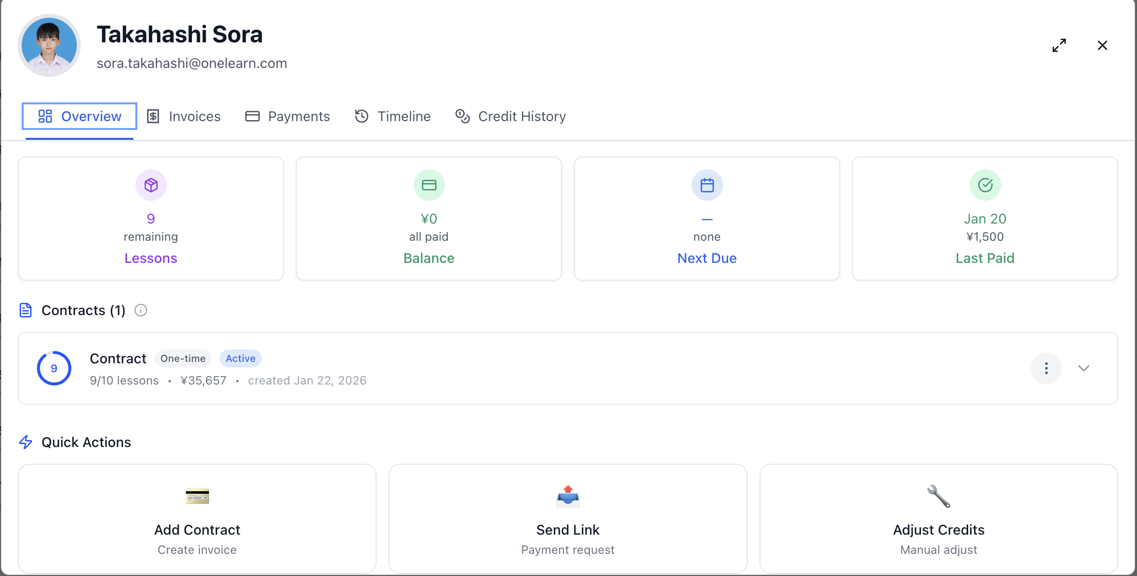 OneLearn financial reporting dashboard