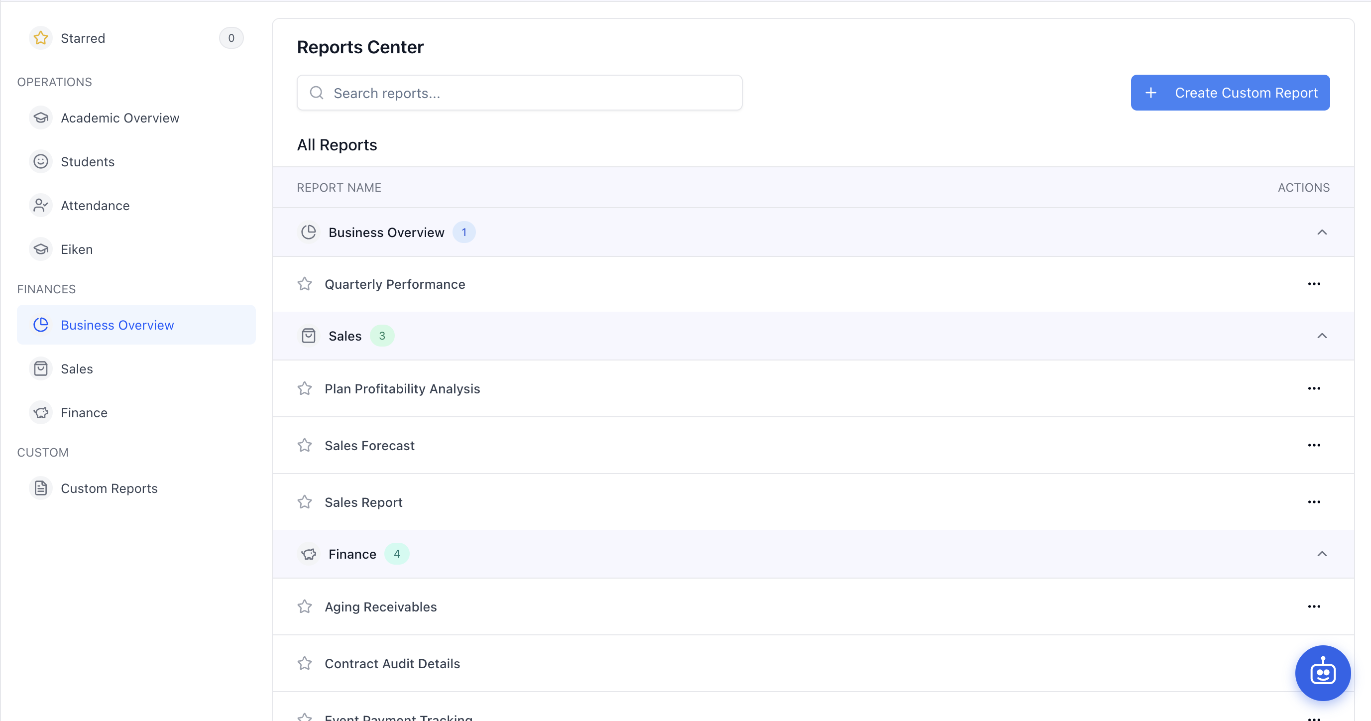 OneLearn Reports Center dashboard