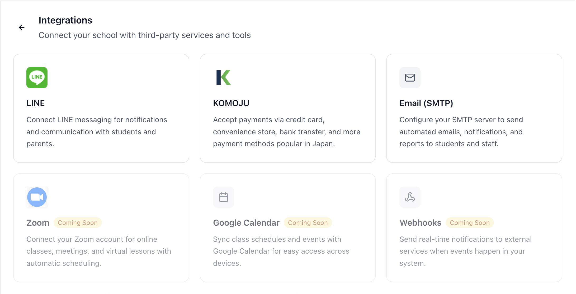 OneLearn integrations and communication tools